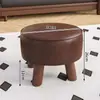 Taburete Pequeño Giratorio de Madera Maciza con Cojín Suave para Niños, Silla de Uso Doméstico con Respaldo, Taburete Bajo Giratorio para Sala de Estar, Taburete para Cambiarse los Zapatos