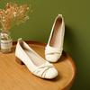 Sapatilhas Femininas de Bico Baixo 2026 Novo Verão Estilo Francês Sapatos Baixos Brancos com Salto Baixo, Adequados para Combinar com Vestidos, Sapatos Mãe com Solado Macio