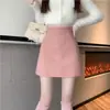 Mini falda de tweed estilo Chanel para mujer otoño invierno petite adelgazante temperamento falda lápiz cintura alta línea A mezcla de lana midi