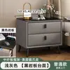 Mesa de Cabeceira de Laje Cerâmica Italiana Luxo Leve Couro de Patinha de Gato Quarto Pequeno Armário de Armazenamento Moderno Minimalista Cabeceira 50 Armário de Armazenamento Madeira