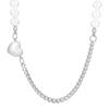 Collar de nicho femenino de acero inoxidable con forma de corazón y cadena cubana con costuras de perlas y concha de color de moda europea y americana con rueda de tarjeta