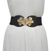 Novo Cinto Feminino Transfronteiriço, Moderno e Versátil, Fivela de Flor Dourada Decorada com Faixa Elástica e Vestido Pronto para Venda