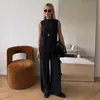 Conjunto de Colete e Calça Longa Transfronteiriço Estilo Europeu e Americano 2026 Primavera/Verão Novo Conjunto Casual de Dormir/Casa Sem Mangas para Mulheres Calça de Perna Larga