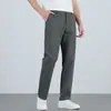 Calças Casuais Masculinas Primavera e Verão Cintura Média Corte Reto Jovem Executivo Negócios Algodão Dp Anti-Amassar Proteção UV Toque Gelado Calças Sociais