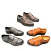Zapatos Monje Genuinos de Cuero Estilo Vintage con Doble Hebilla, Zapatos de Cuero de Corte Bajo para Hombre Blt, Venta Caliente Transfronteriza, Suministro Directo