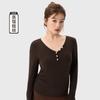 Roupa de Yoga Manga Longa Feminina Tamanho Grande Nude Decote V Solta Casual Esportiva Blusa Pilates Menina Plus Size Emagrecimento Visual Top