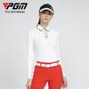 PGM Nueva Camiseta de Golf para Mujer de Manga Larga, Cortavientos, Cálida, Moda, Elástica, Diseño de Solapa