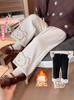 Pantalones de Forro Polar para Niña Otoño e Invierno 2024 Nuevos Pantalones Casuales Rectos de Invierno para Bebé Niña Pantalones de Pierna Ancha Engrosados para Niños