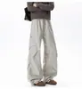 Pantalones de trabajo plisados de peso pesado estilo americano, colección de primavera y otoño para hombre, corte holgado, pantalones de pierna ancha de moda, elegantes y atractivos, pantalones largos casuales de pierna recta