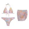 Nuevo Estilo Coreano 2023 Bikini Sexy de Tres Piezas con Pecho Pequeño Dividido Retro Europeo y Americano Traje de Baño de Playa para Mujer