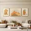 Tríptico de Sala de Estar Estilo Crema Pintura Moderna Simple Colgante de Pared para Fondo de Sofá Mural de Respaldo de Alta Gama Atmosférico