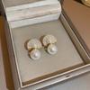 Pendientes de concha de circonita y perla retro con aguja plateada, elegantes y de lujo, accesibles en Francia, nuevos pendientes de moda para mujer.