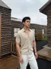 Camiseta de Punto de Manga Corta con Solapa Estilo Old Money para Hombre Retro Americano Jacquard Casual Cárdigan Italiano Top de Manga Corta