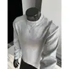 Sudadera de Punto para Hombre Otoño e Invierno Hombro Derecho Manga Larga Camiseta Básica Talla Grande Color Sólido Camiseta Casual