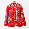 Chaqueta Acolchada de Algodón Floral Estilo Chino del Noreste de Moda para Mujer, Nuevo Modelo Otoño e Invierno 2025, Abrigo Grueso de Algodón Floral con Botones para Madre