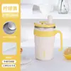 Taza aislada de acero inoxidable 304, taza grande con pajita, taza de café para oficina y coche con asa, taza de agua transfronteriza