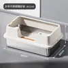 Bandeja de arena para gatos de acero inoxidable, estilo abierto, de lados altos, extragrande, anti-salpicaduras, profundizada, inodoro para gatos semicerrado, accesorios para mascotas