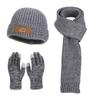 Conjunto de Tres Piezas de Gorro, Guantes y Bufanda de Invierno para Hombres y Mujeres, Gorro de Punto Cálido con Forro de Felpa para Protección de Orejas, Gorro de Lana de Punto Europeo y Americano