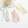 Accesorios de joyería DIY Zhongxing, pasador de bola de color dorado de retención de 14K, pasador de nueve caracteres, pasador T, pasador redondo, pendientes hechos a mano con cuentas, collar