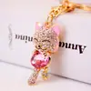 Llavero de gato de la suerte Cool Hee con incrustaciones de diamantes lindo Accesorios para bolso de mujer Llavero colgante de metal gatito pequeño regalo 148