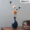 Ramos de flores secas, adornos decorativos de flores reales, flores de loto secas, capullos de loto, raíces de loto naturales, arreglos florales inspirados en Zen, decoraciones para sala de estar chinas.