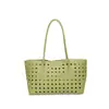 Bolsa de mão com padrão trançado vazado, bolsa de ombro grande capacidade casual para o dia a dia, bolsa tote moderna e estilosa para o dia a dia