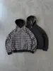 Sudadera con Capucha Holgada de Doble Cremallera Cuadros Vintage para Hombre, Nueva Colección Otoño/Invierno 2026, Transfronteriza Europea y Americana de Amazon