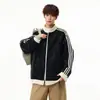 Chaqueta Deportiva Americana de Tres Rayas Otoñal Estilo Universitario Sudadera con Raya de Gofre para Hombres y Mujeres Cuello Alto Chaqueta Casual de Moda