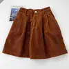 Shorts de Pana Vintage para Mujer Otoño e Invierno 2023 Nuevos de Cintura Alta Adelgazantes de Pierna Ancha Casual Pequeños