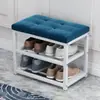 Banqueta para cambiarse los zapatos de hierro forjado con un toque de lujo ligero y alta gama, adecuada para uso doméstico, integra zapatero y banco, para el recibidor para cambiarse los zapatos y almacenamiento de zapatos