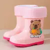 Novas Galochas Infantis Cartoon Capivara Tendência, Botas Fofas Impermeáveis e Antiderrapantes para Meninos e Meninas, Adequadas para Todas as Estações