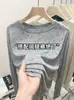 Camiseta de Verano con Cuello Redondo, Manga Larga, Delgada, Semitransparente, Protectora del Sol, para Mujer, Corte Holgado, Adelgazante, Versátil, Top de Lujo Ligero