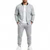 Otoño Europeo Americano Holgado Exterior Hombres Sencillo Casual Viaje Béisbol Cuello Alto Chaqueta Pantalones Conjunto de Ropa Deportiva