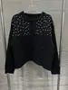 Outono de 2025 Novo Estilo Coreano Elegante Lantejoula Fina Strass Quente Cardigan de Tricô Suave e Macio Atmosfera Cardigan de Tricô
