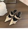 Mules Únicos de Diseñador Cerrados para Mujer, Adecuados para Uso en Exteriores, Nuevos Sandalias Plateadas de Tacón Alto Estilo Francés para Primavera y Otoño 2026