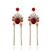 Brincos longos de prata esterlina S925, estilo chinês retrô, estilo ópera de Pequim, brincos com borla, outlet de fábrica