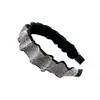 Diadema de Pedrería Transfronteriza para Mujer, Estilo Coreano, Otoño e Invierno, Gama Alta, Lujo Ligero, Altura Craneal Alta, Adecuada para el Uso Diario y el Lavado de Cara, Diadema Plisada