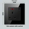 Lámpara de pared de vidrio templado negro con interruptor USB, 13 A, con tres orificios, de Hong Kong, Australia, con marco curvo y aire frío.