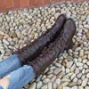 Botas de Montar de Caña Alta de Gran Tamaño Estilo Europeo y Americano para Mujer, Nuevo Modelo Otoño e Invierno, Botas de Tacón Bajo con Punta Redonda Plana con Hebilla de Cinturón y Correas Cruzadas