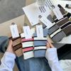 2026 Nuevos Productos de Cuatro Estaciones Estilo Ins Simple Bloques de Color Rayados Algodón Peinado Calcetines Holgados de Caña Media Estilo Universitario Calcetines para Mujer Venta al por Mayor