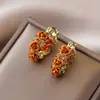 Nuevos Pendientes de Aro Florales Populares 2025 para Mujer, Lujo Accesible, Pendientes de Gama Alta, Diseño Único de Nicho, Pendientes Elegantes