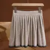 Falda de Bloques de Color de Cintura Alta 100% Lana Estilo Escolar para Mujer Falda de Línea A que Reduce la Edad Otoño/Invierno Falda Corta de Punto de Cachemira Falda Plisada