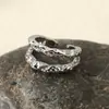 Anillo Abierto Texturizado Lava de Nicho Personalizado Irregular Martillado Ajustable Anillo de Dedo Joyería de Mano Retro de Lujo Ligero