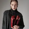 Zapatos Planos de Cuero de Aceite de Caballo de Boca Baja para Mujer, Nuevo Estilo de Principios de Primavera, Cuero Genuino por Dentro y por Fuera, Punta Cuadrada, Adorno Dorado, Zapatos Planos Retro de Caña Baja