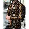 Camisa con estampado 3D para hombre, nueva, europea y americana, de moda, fresca, cárdigan de manga larga, top