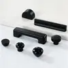 Juego de tiradores de madera maciza de color negro mate para puerta de armario y puerta de mueble, juego de tiradores de madera lacada minimalista para puerta de mueble y cajón