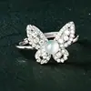 Conjunto Completo de Brincos e Anel com Pingente de Borboleta em Prata Esterlina S925 Jade Azul Água Diamante Completo Exquisito Luxo Leve Retrô Alto Padrão