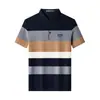 2023 Nueva Moda de Verano Camiseta de Manga Corta para Hombre Cuello Solapa Casual de Media Manga Camisa Polo de Edad Media Top Rayado de Media Manga