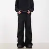 2025 Calças Casuais Largas Novas Masculinas Estilo Americano Tendência Versátil Primavera Verão Relaxadas de Perna Reta Comprimento Total Calças Pretas
