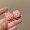 Aretes de Flor de Hortensia Rosa Transparente Aguja de Plata, Aretes de Flor con Perlas, Accesorios para Orejas Delicados y Suaves, Accesorios de Pétalos Estilo Dopamina